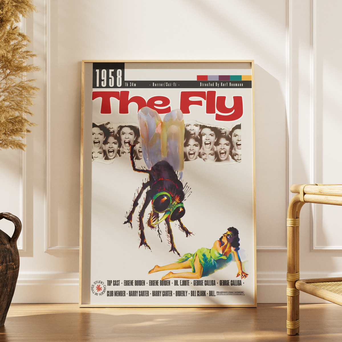 The Fly 1958 Kurt Neumann film poster print UK — Vincent Price Al Hedison classic sci-fi horror wall art 260gsm printed in England Camden Market