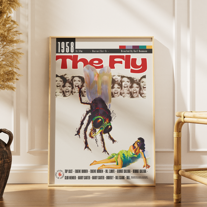 The Fly 1958 Kurt Neumann film poster print UK — Vincent Price Al Hedison classic sci-fi horror wall art 260gsm printed in England Camden Market