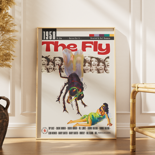 The Fly 1958 Kurt Neumann film poster print UK — Vincent Price Al Hedison classic sci-fi horror wall art 260gsm printed in England Camden Market