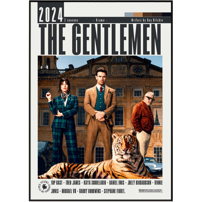 
The Gentlemen 2024 Guy Ritchie Netflix TV series poster print UK — Theo James Kaya Scodelario British crime drama wall art 260gsm printed in England