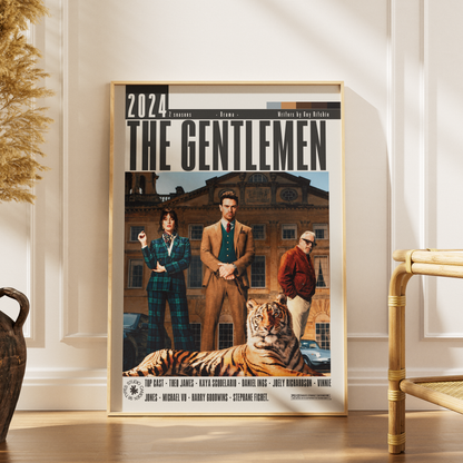 
The Gentlemen 2024 Guy Ritchie Netflix TV series poster print UK — Theo James Kaya Scodelario British crime drama wall art 260gsm printed in England