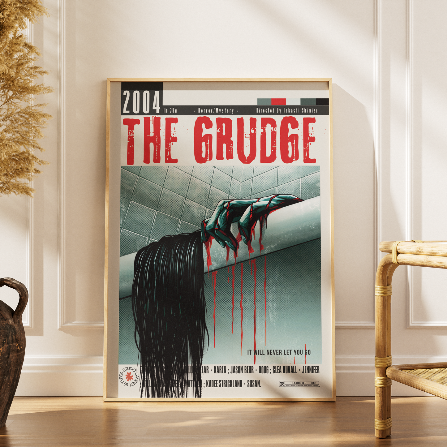 The Grudge Takashi Shimizu Ju-On film poster print UK — Kayako J-horror Japanese curse horror wall art 260gsm printed in England Camden Market