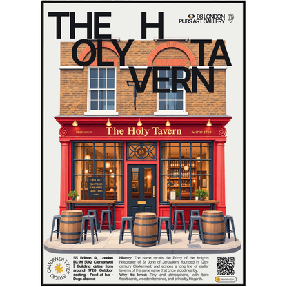 The Holly Bush poster print — Hampstead, London | black and gold Victorian facade with a lamppost