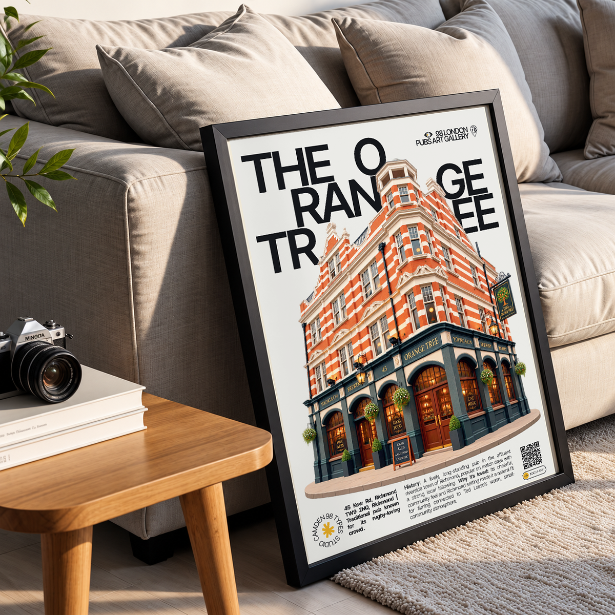 The Orange Tree poster, Richmond, London: traditional Richmond pub facade - 98 London Pubs Art Gallery by 98 Types