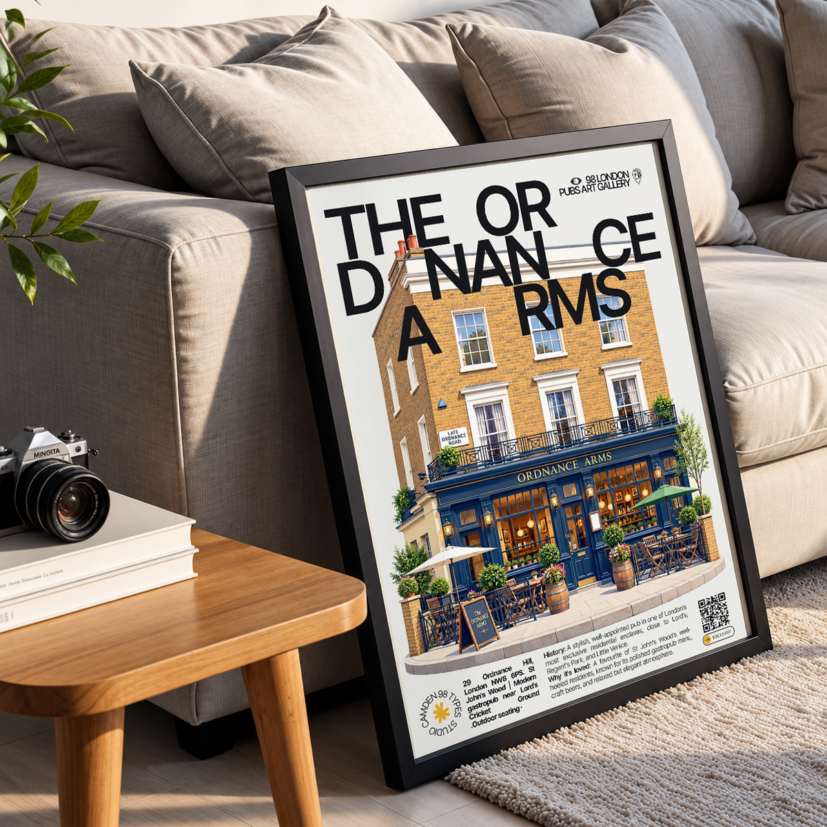 The Ordnance poster, St John's Wood, London: modern gastropub facade near Lord's Cricket Ground - 98 London Pubs Art Gallery by 98 Types
