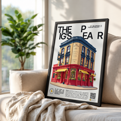 The Pig's Ear poster, Chelsea, London: Victorian Chelsea pub facade - 98 London Pubs Art Gallery by 98 Types