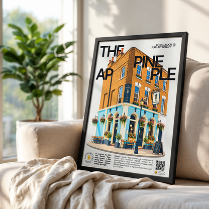 The Pineapple poster print — Kentish Town, London | Victorian pub facade with pineapple motif detailing