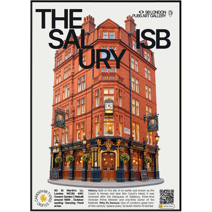 The Salisbury poster, Covent Garden, London: Art Nouveau etched glass pub interior - 98 London Pubs Art Gallery by 98 Types