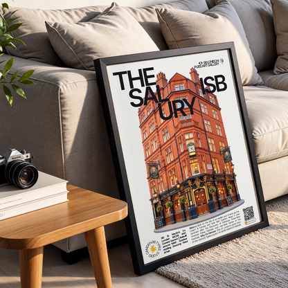 The Salisbury poster, Covent Garden, London: Art Nouveau etched glass pub interior - 98 London Pubs Art Gallery by 98 Types