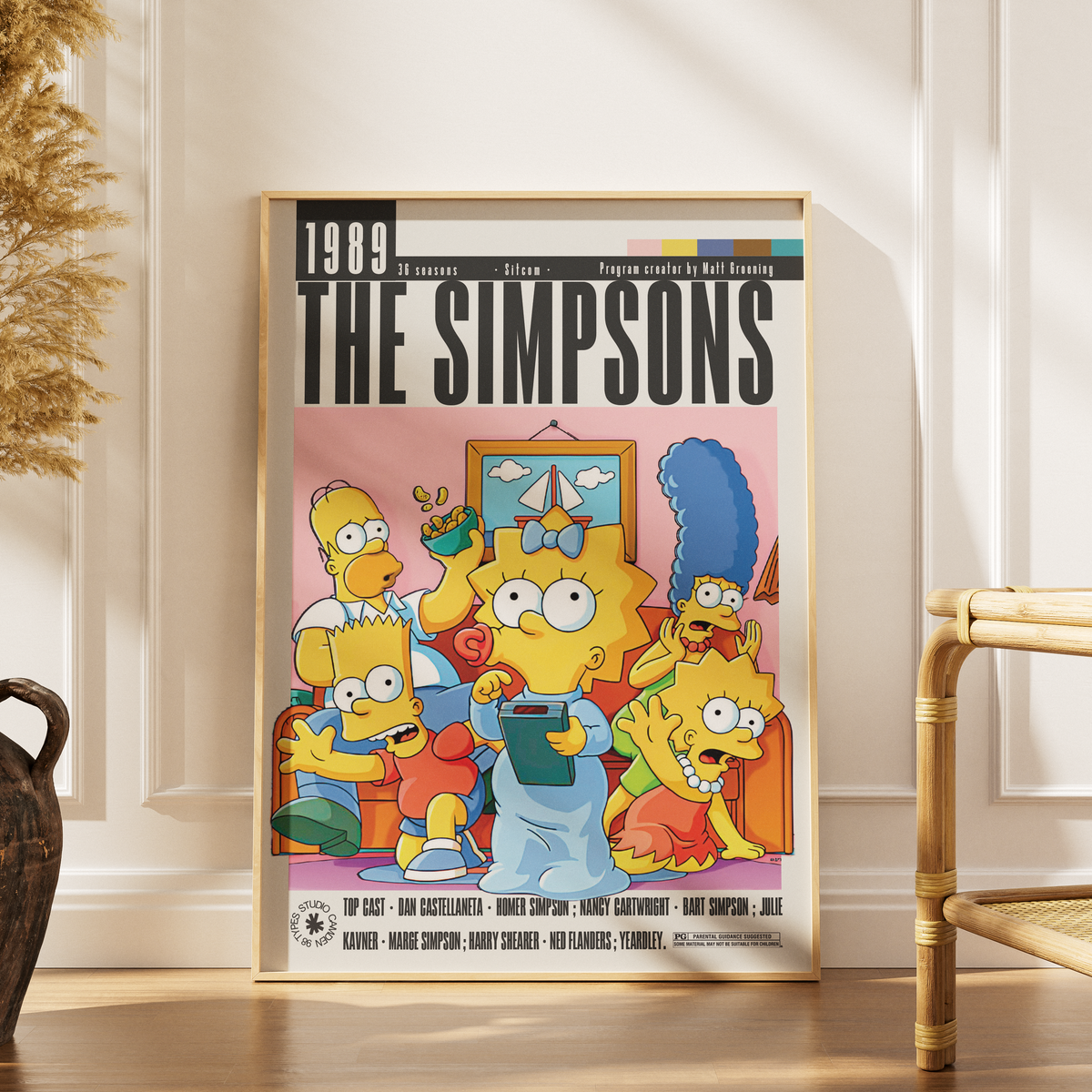 The Simpsons Matt Groening Fox TV series poster print UK — Homer Bart Marge Springfield animated satire wall art 260gsm printed in England Camden Market