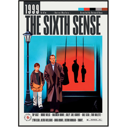 The Sixth Sense 1999 M Night Shyamalan film poster print UK — Bruce Willis Haley Joel Osment I see dead people wall art 260gsm printed in England