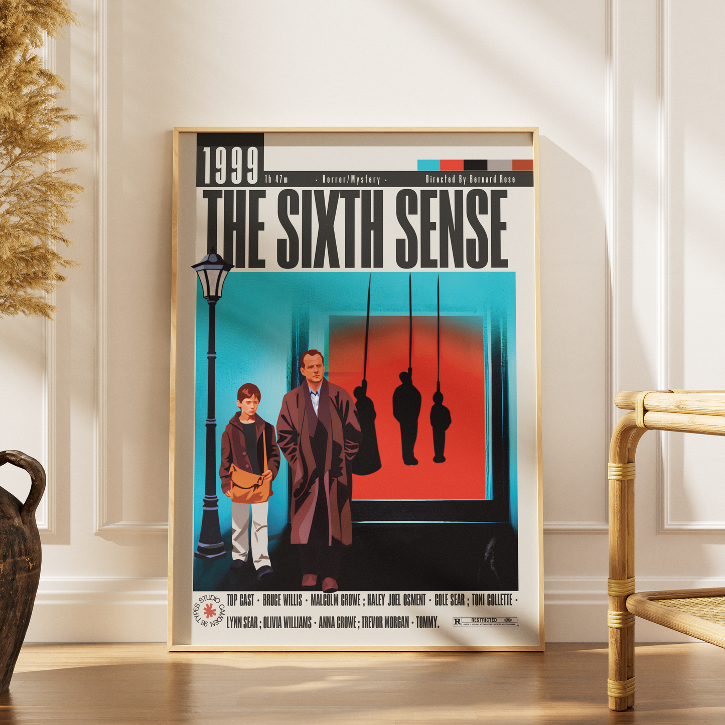 The Sixth Sense 1999 M Night Shyamalan film poster print UK — Bruce Willis Haley Joel Osment I see dead people wall art 260gsm printed in England