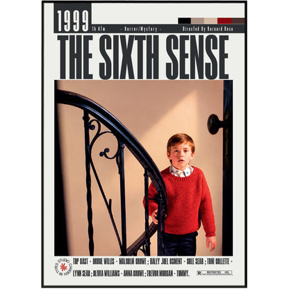 The Sixth Sense 1999 M Night Shyamalan film poster print UK — Bruce Willis Haley Joel Osment I see dead people wall art 260gsm printed in England