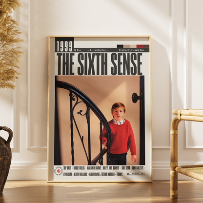 The Sixth Sense 1999 M Night Shyamalan film poster print UK — Bruce Willis Haley Joel Osment I see dead people wall art 260gsm printed in England