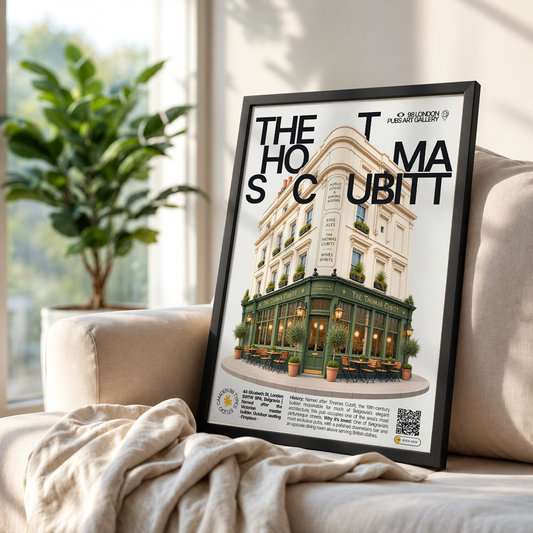The Thomas Cubitt poster, Belgravia, London: elegant Belgravia townhouse pub facade - 98 London Pubs Art Gallery by 98 Types