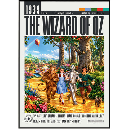 The Wizard of Oz 1939 4K Blu-ray movie poster cover, featuring the classic illustrated scene of Dorothy, the lion, the tin man, and the cow on the yellow road with the title at the top.