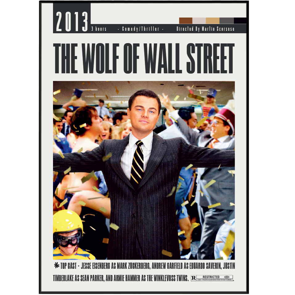 The Wolf of Wall Street 2013 film poster — Scorsese DiCaprio Jordan Belfort wall art print UK
