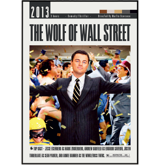 The Wolf of Wall Street 2013 film poster — Scorsese DiCaprio Jordan Belfort wall art print UK
