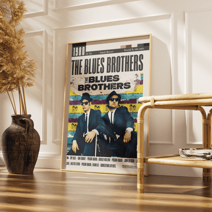 The Blues Brothers 1980 comedy film poster — John Belushi Dan Aykroyd Jake Elwood wall art print UK