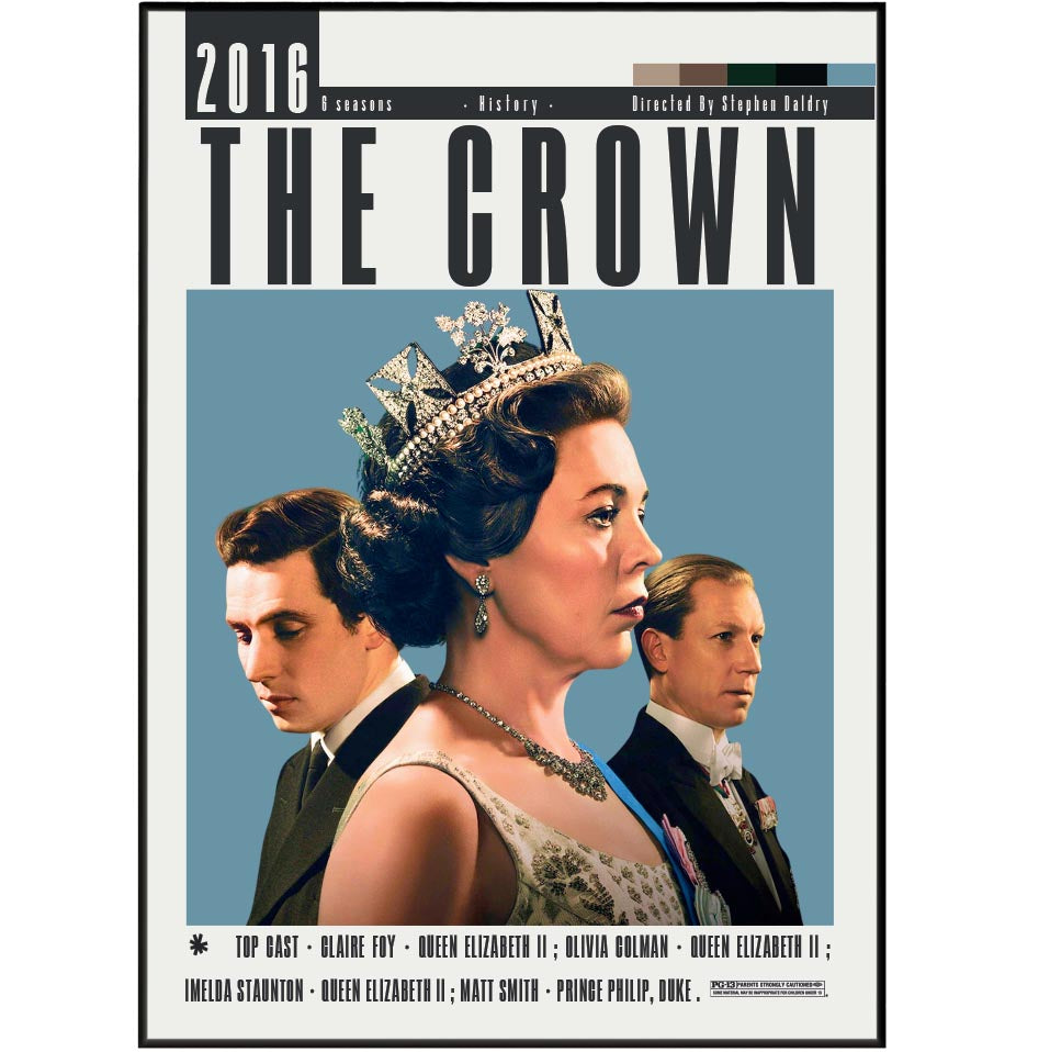 The Crown Netflix TV series poster — British Royal Family drama wall art print UK
