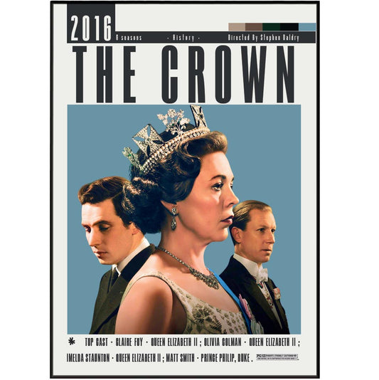 The Crown Netflix TV series poster — British Royal Family drama wall art print UK
