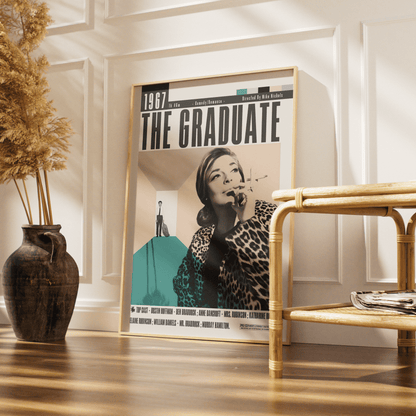 The Graduate 1967 film poster — Dustin Hoffman Mrs Robinson Simon and Garfunkel minimalist wall art print UK
