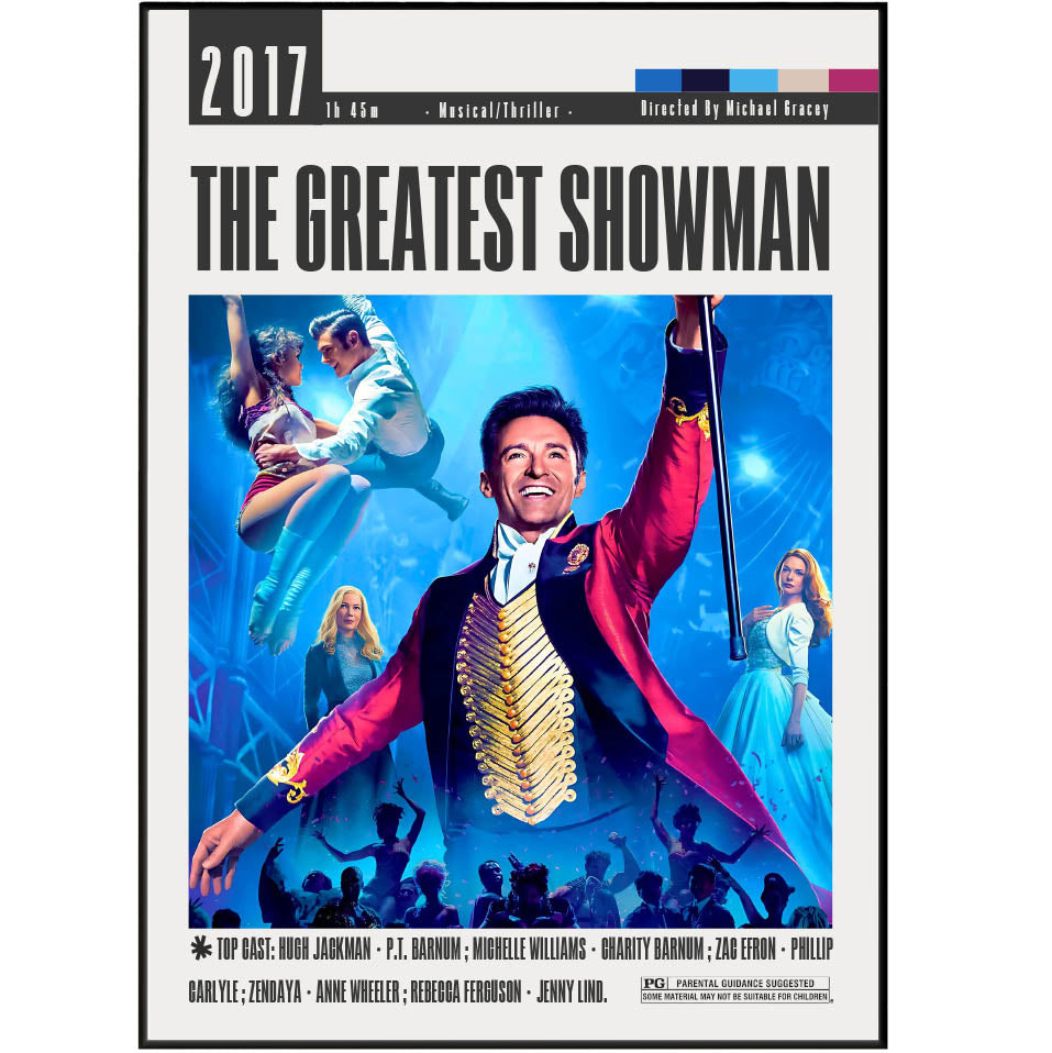 The Greatest Showman 2017 film poster print UK — Hugh Jackman PT Barnum musical wall art 260gsm Camden Market - 98types