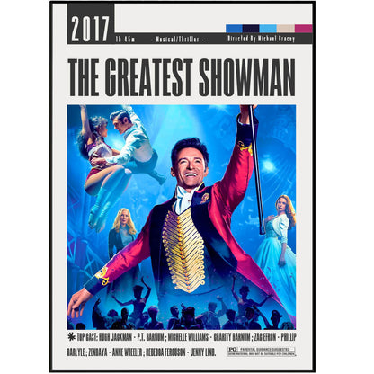 The Greatest Showman 2017 film poster print UK — Hugh Jackman PT Barnum musical wall art 260gsm Camden Market - 98types