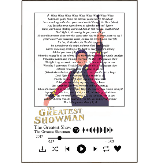 The Greatest Showman musical song lyrics art print poster UK