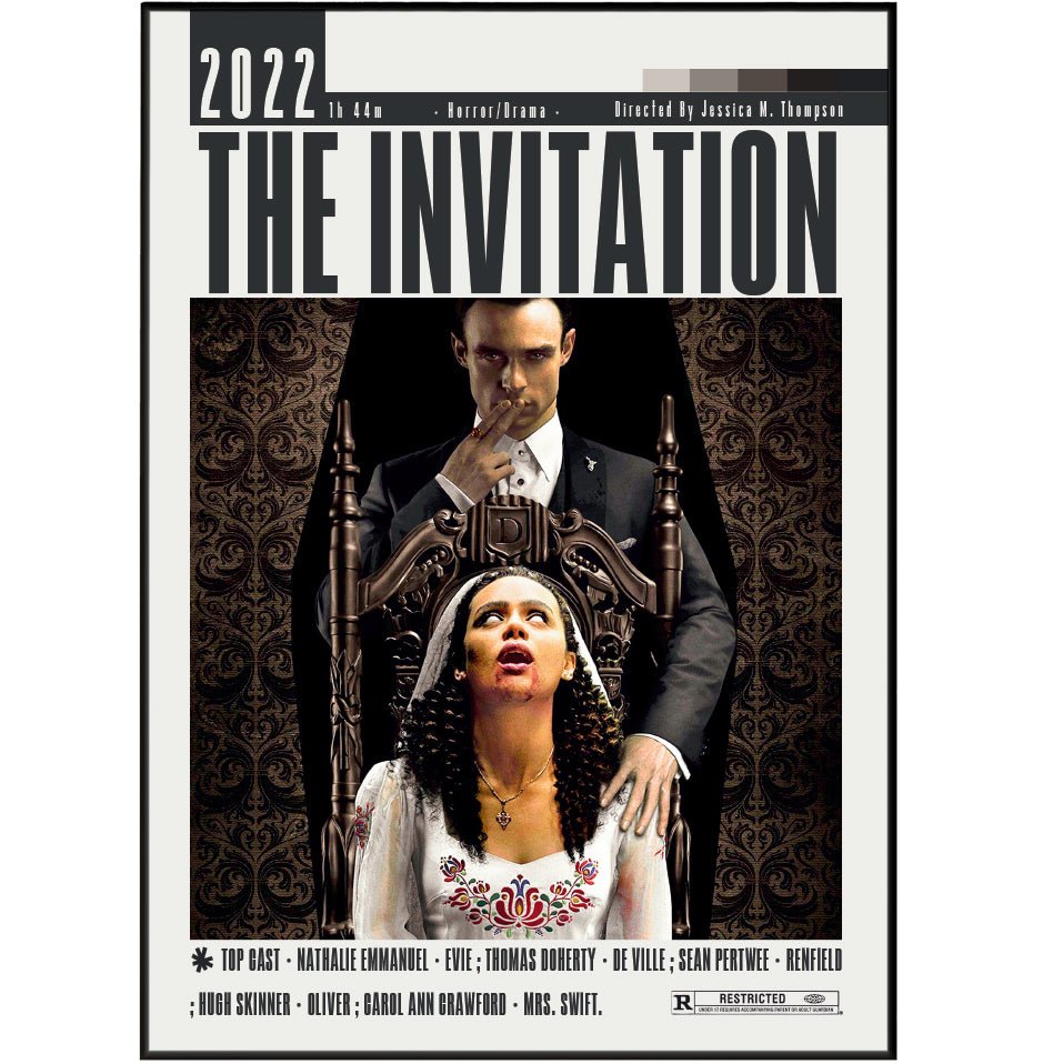 The Invitation 2022 horror film poster — Nathalie Emmanuel vampire gothic manor England wall art print UK
