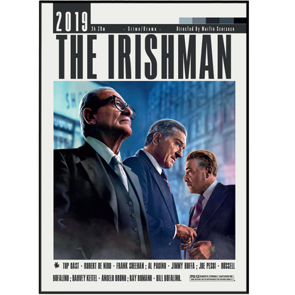 The Irishman 2019 Martin Scorsese film poster print UK — De Niro Pacino Pesci Netflix wall art 260gsm Camden Market