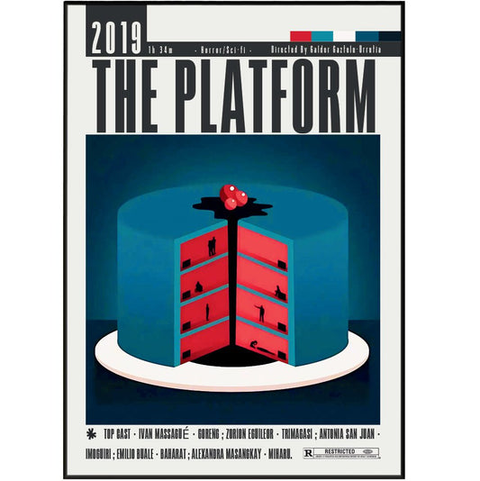The Platform 2019 Spanish horror film poster — El Hoyo vertical prison class allegory wall art print UK
