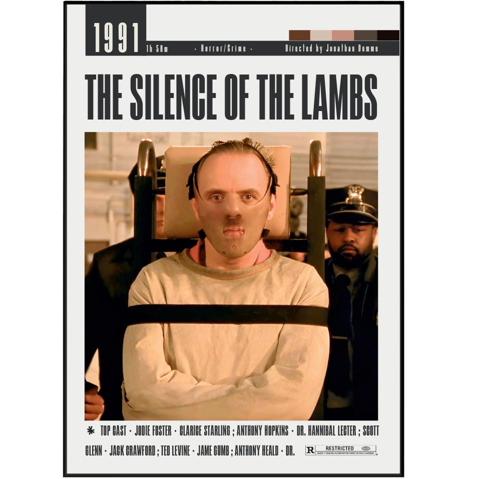 The Silence of the Lambs 1991 thriller poster — Anthony Hopkins Hannibal Lecter Clarice Starling wall art print UK

