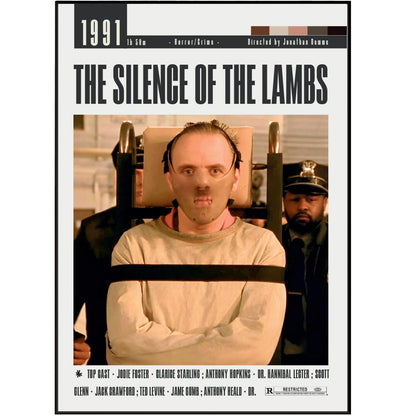 The Silence of the Lambs 1991 thriller poster — Anthony Hopkins Hannibal Lecter Clarice Starling wall art print UK
