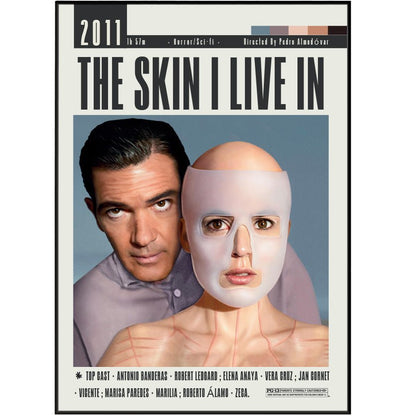 The Skin I Live In 2011 thriller film poster — Almodóvar Antonio Banderas body horror wall art print UK
