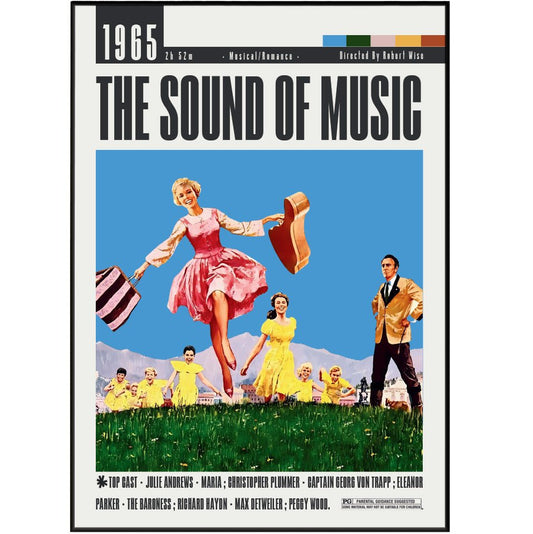 The Sound of Music 1965 classic film poster — Julie Andrews Austrian Alps minimalist wall art print UK
