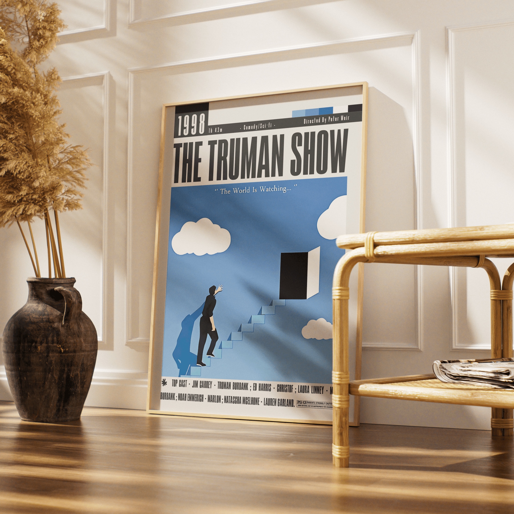 The Truman Show 1998 film poster — Jim Carrey Truman Burbank reality TV satire wall art print UK
