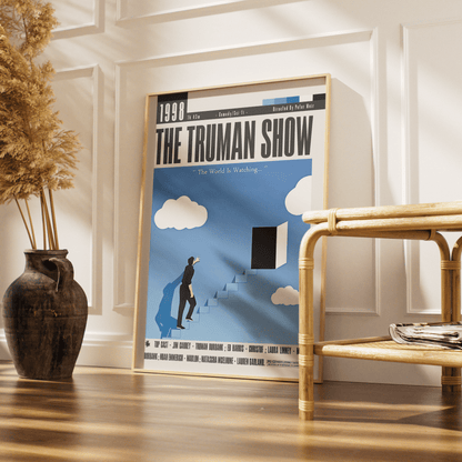 The Truman Show 1998 film poster — Jim Carrey Truman Burbank reality TV satire wall art print UK
