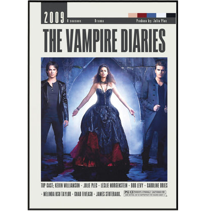 The Vampire Diaries CW TV series poster — Elena Salvatore brothers Mystic Falls wall art print UK
