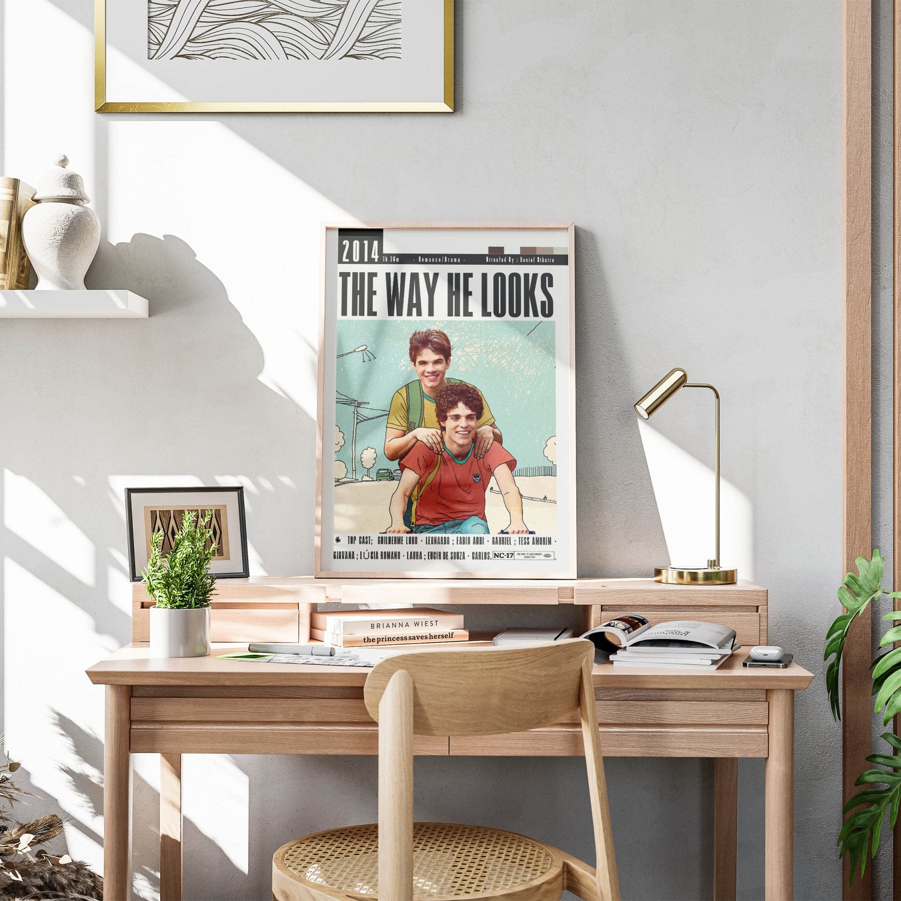 The Way He Looks 2014 Brazilian LGBTQ+ film poster — Daniel Ribeiro Leonardo blind teen coming of age Gabriel wall art print UK - 98types