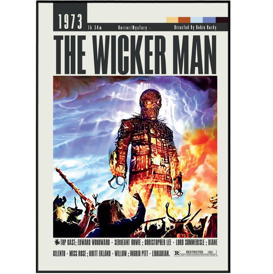TThe Wicker Man 1973 horror film poster — Edward Woodward Christopher Lee Summerisle pagan folk horror wall art print UK 98types