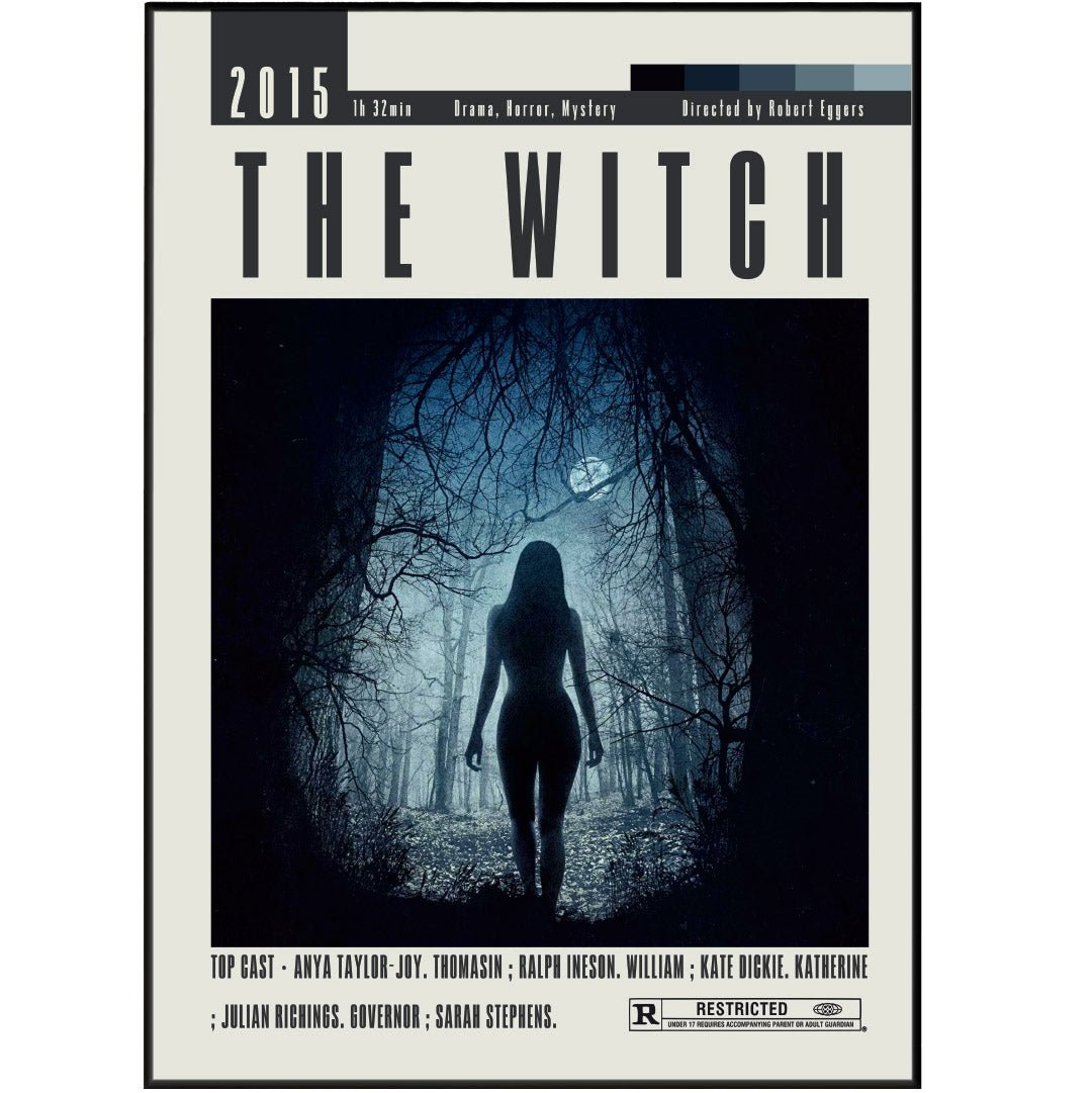 The Witch 2015 horror film poster — Robert Eggers Thomasin Anya Taylor-Joy Black Phillip Puritan folk horror wall art print UK
