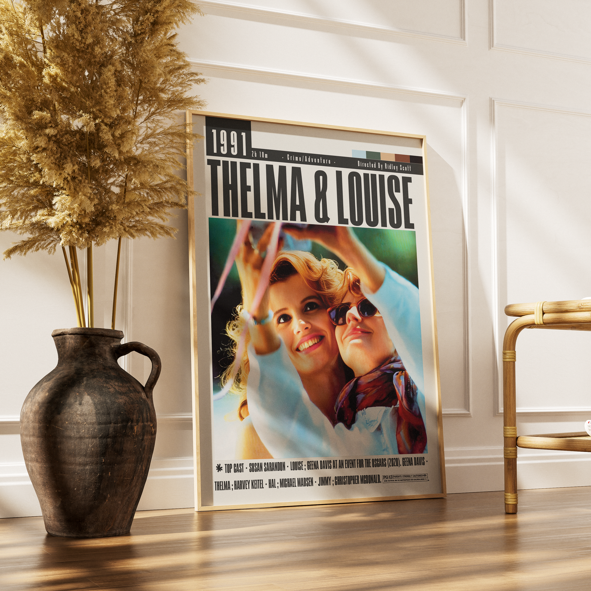 Thelma and Louise 1991 film poster — Geena Davis Susan Sarandon road trip minimalist wall art print UK
