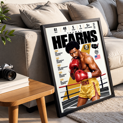 Thomas Hearns poster, American boxing wall art print in a man cave - 98types