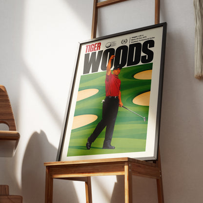 Tiger Woods poster, American golf wall art print in a study - 98types