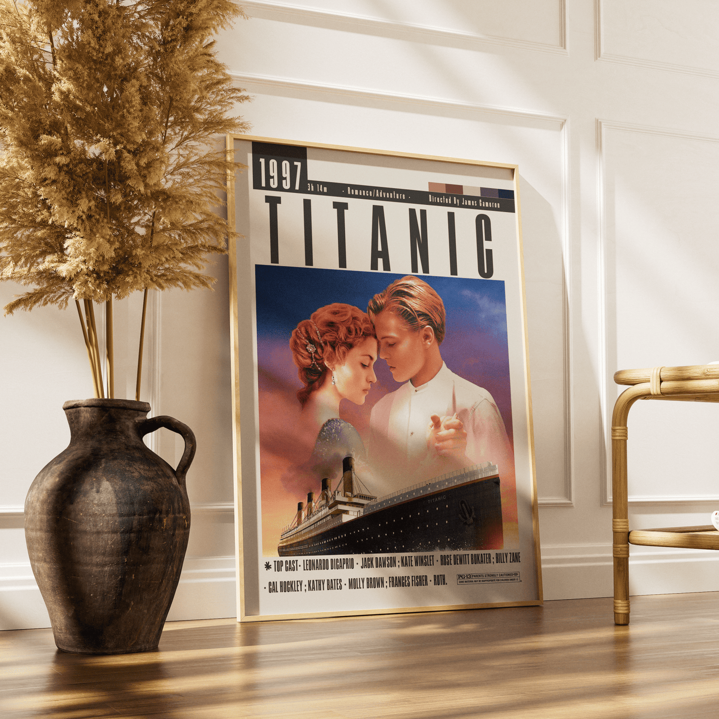 Titanic 1997 romantic film poster — Jack Rose Leonardo DiCaprio Kate Winslet minimalist wall art print UK

