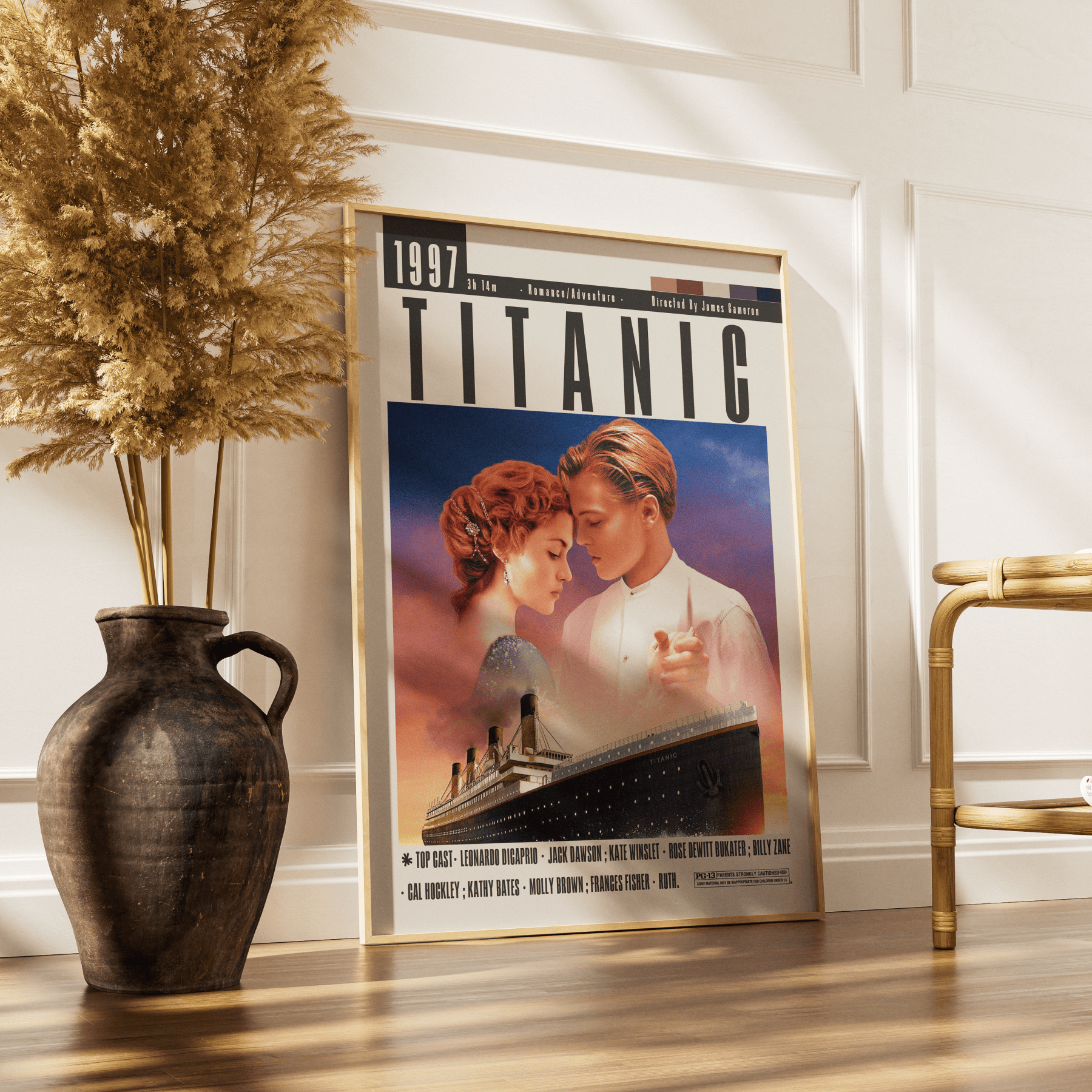 Titanic 1997 romantic film poster — Jack Rose Leonardo DiCaprio Kate Winslet minimalist wall art print UK
