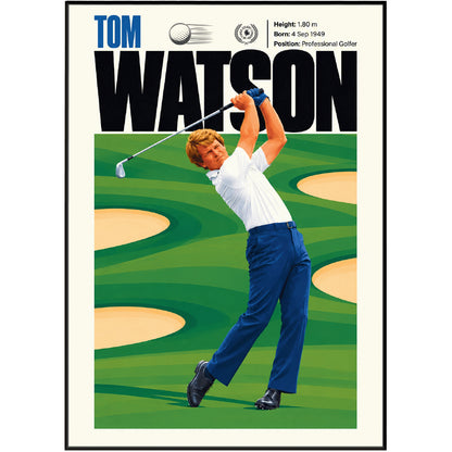 Tom Watson poster, American golf wall art print in a man cave - 98types