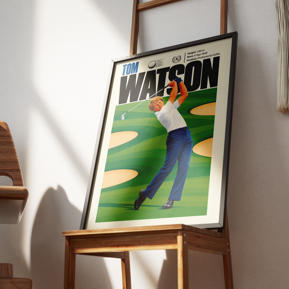 Tom Watson poster, American golf wall art print in a man cave - 98types