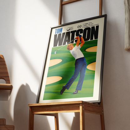 Tom Watson poster, American golf wall art print in a man cave - 98types